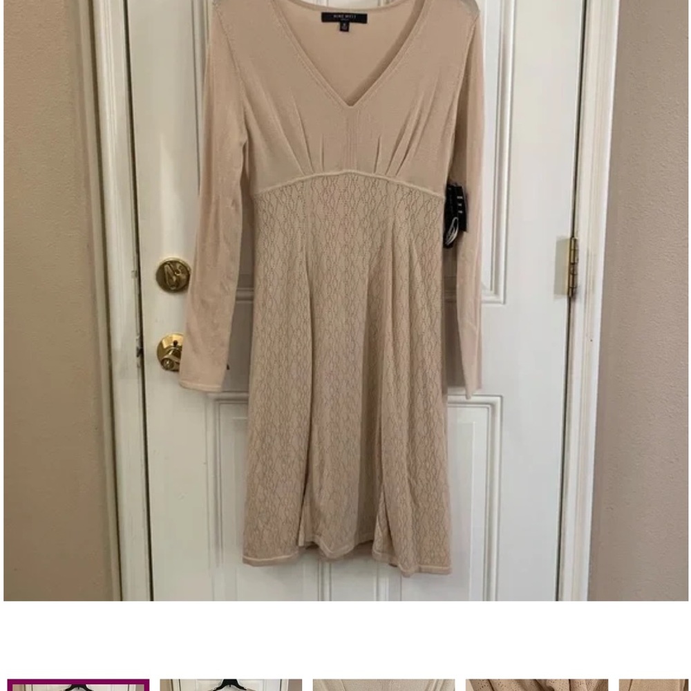 Nine West Taupe Long Sleeve Sweater Dress